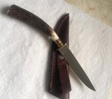 ELK HORN STAG CURVED KNIFE AND SHEATH