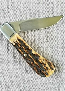 Ian Van Reenen Stag Trapper, 3.75" closed..Sambar Slab Scales...Cpm154 ..ringed bolsters 