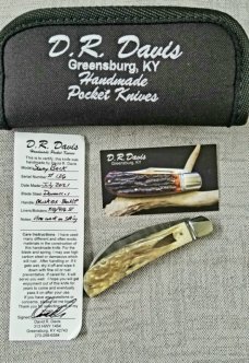 D.R.Davis Swayback Custom..Damascus...Muskox...Fileworked..Jewel liners...Black lip shield..4"
