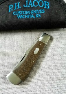 Phil Jacob Arkansas Hunter..4.5..Micarta and Cpm154...Fluted Bolsters...Integras are end caps