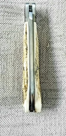 Ashley Harrison, UK maker,Stag Lambsfoot Custom..4"..01 steel & slab stag scales..New w/custom slip