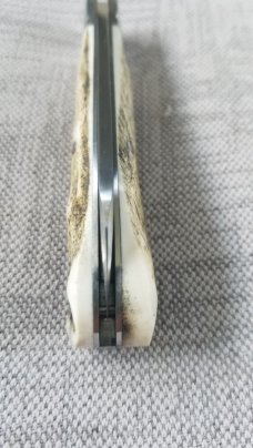 Ashley Harrison, UK maker,Stag Lambsfoot Custom..4"..01 steel & slab stag scales..New w/custom slip