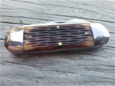 #362210 STL  ANTIQUE AMBER BONE BIG JIG KEN DANIELS TIDIOUTE SUNFISH KNIFE