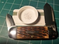 #362210 STL  ANTIQUE AMBER BONE BIG JIG KEN DANIELS TIDIOUTE SUNFISH KNIFE