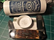 #362210 STL  ANTIQUE AMBER BONE BIG JIG KEN DANIELS TIDIOUTE SUNFISH KNIFE