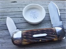 #362210 STL  ANTIQUE AMBER BONE BIG JIG KEN DANIELS TIDIOUTE SUNFISH KNIFE
