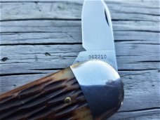 #362210 STL  ANTIQUE AMBER BONE BIG JIG KEN DANIELS TIDIOUTE SUNFISH KNIFE