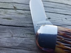 #362210 STL  ANTIQUE AMBER BONE BIG JIG KEN DANIELS TIDIOUTE SUNFISH KNIFE