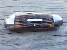 #362210 STL  ANTIQUE AMBER BONE BIG JIG KEN DANIELS TIDIOUTE SUNFISH KNIFE
