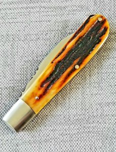 Don Morrow Sambar Stag Wharnie Trapper..4" closed..Fileworked blade,liners and spring...cpm154..slip