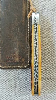Don Morrow Sambar Stag Wharnie Trapper..4" closed..Fileworked blade,liners and spring...cpm154..slip