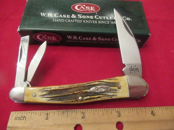 Case XX 2002 Bone Stag Seahorse Whittler Pattern # 6.5355WH Case XX 2002 Bone Stag Seahorse Whittler Pattern # 6.5355WH