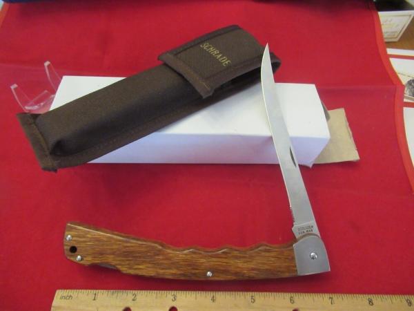 Scharde Finger Groove Wood Handle Lockback Fish Knife Model MA6