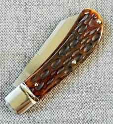 J.Taber Jigged Bone Wombat, 3 5/8"..Cpm154..his signature pattern..coa..pouch..cards..8/21/2021 DOB 