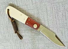 Gene Wiseman Large Clip Barlow..4.25".D2..Lanyard tube..Ivory and Natural Micarta with liners