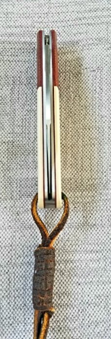 Gene Wiseman Large Clip Barlow..4.25".D2..Lanyard tube..Ivory and Natural Micarta with liners