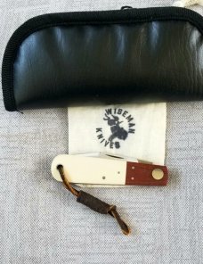 Gene Wiseman Large Clip Barlow..4.25".D2..Lanyard tube..Ivory and Natural Micarta with liners