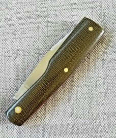 Ricky Bob Menefee Gunstock Clip..4" closed..OD Green micarta and red G10 liners..Cpm154,slip...pouch