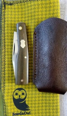 Ricky Bob Menefee Gunstock Clip..4" closed..OD Green micarta and red G10 liners..Cpm154,slip...pouch