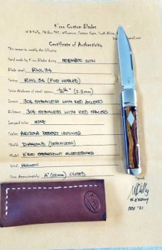 Kroo Desert ironwood Equal End,Indian River Jack, Rwl34,red liners & spacers diamond shield.filewor 