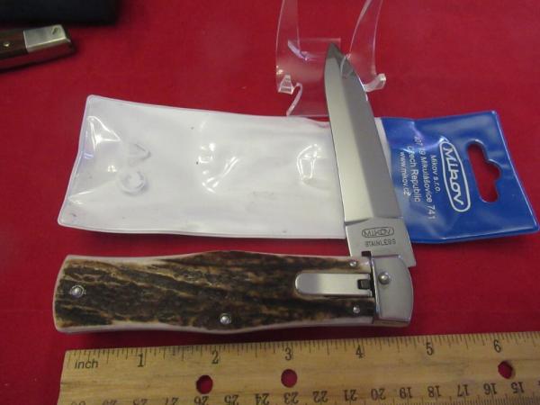 Mikov Stag Handle Auto with Pocket Clip 