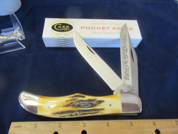 Case XX Stag 1977 Blue Scroll Folding Hunter Pattern # 5265 SAB Case XX Stag 1977 Blue Scroll Folding Hunter Pattern # 5265 SAB