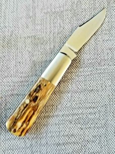 Bobby Toole Mammoth ivory Mini Clip Barlow Knife,New, CPM-154 ,2 7/8" ,Steel Bolsters..coa & pouch
