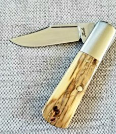 Bobby Toole Mammoth ivory Mini Clip Barlow Knife,New, CPM-154 ,2 7/8" ,Steel Bolsters..coa & pouch