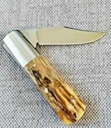 Bobby Toole Mammoth ivory Mini Clip Barlow Knife,New, CPM-154 ,2 7/8" ,Steel Bolsters..coa & pouch