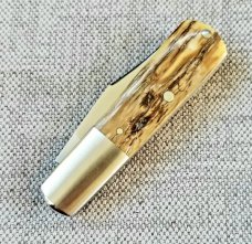 Bobby Toole Mammoth ivory Mini Clip Barlow Knife,New, CPM-154 ,2 7/8" ,Steel Bolsters..coa & pouch