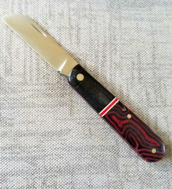 Mhara Custom Sheepsfoot Barlow Knife,N690,3.5"NEW W/ slip & coa& box,Micarta, filework ss&bronze Mhara Custom Sheepsfoot Barlow Knife,N690,3.5"NEW W/ slip & coa& box,Micarta, filework ss&bronze