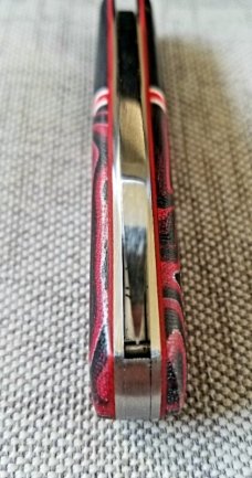 Mhara Custom Sheepsfoot Barlow Knife,N690,3.5"NEW W/ slip & coa& box,Micarta, filework ss&bronze 
