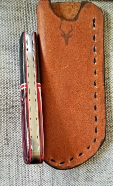 Mhara Custom Sheepsfoot Barlow Knife,N690,3.5"NEW W/ slip & coa& box,Micarta, filework ss&bronze 