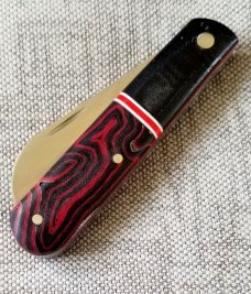 Mhara Custom Sheepsfoot Barlow Knife,N690,3.5"NEW W/ slip & coa& box,Micarta, filework ss&bronze 