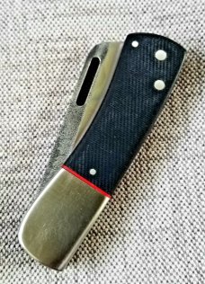 K'roo Custom Chunky  Frank Knife, 3.75 Dark Denim micarta..ivory micarta STAR shield..N690..2020