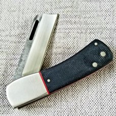 K'roo Custom Chunky  Frank Knife, 3.75 Dark Denim micarta..ivory micarta STAR shield..N690..2020