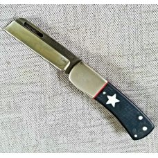 K'roo Custom Chunky Frank Knife, 3.75 Dark Denim micarta..ivory micarta STAR shield..N690..2020