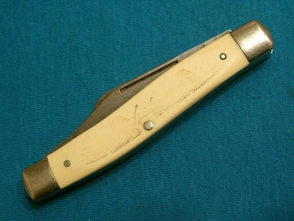 VINTAGE SCHRADE USA SC505 DUCK POND SCRIMSHAW STOCKMAN FOLDING POCKET PEN JACK KNIFE KNIVES OLD VINTAGE SCHRADE USA SC505 DUCK POND SCRIMSHAW STOCKMAN FOLDING POCKET PEN JACK KNIFE KNIVES OLD