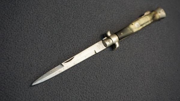 ++ Vintage RARE G.C. Co. ITALY Lockback Stiletto Knife w/Horn Scales - 5