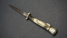 ++ Vintage RARE G.C. Co. ITALY Lockback Stiletto Knife w/Horn Scales - 5" Blade 11" Total Length! ++