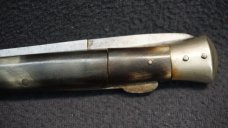 ++ Vintage RARE G.C. Co. ITALY Lockback Stiletto Knife w/Horn Scales - 5" Blade 11" Total Length! ++