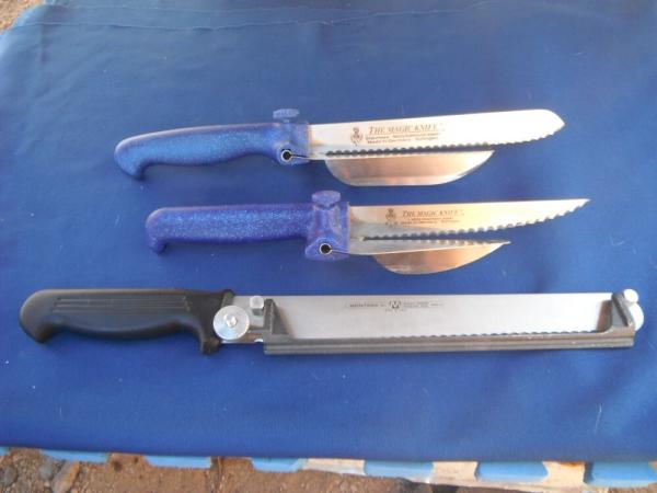 LOT OF 3 Kitchen Knives; 2 Magic Knives, Adjustable Solingen Germany & ITALY Carving Slicing Knife LOT OF 3 Kitchen Knives; 2 Magic Knives, Adjustable Solingen Germany & ITALY Carving Slicing Knife
