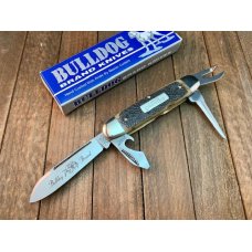 Bulldog Scout Knife Brown Reptile Skin Jigged Bone