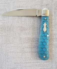 Mike Moran Honeycomb Eureka Jack, 3.75" clad, Cpm154,Honeycomb WireWorks Scales,3D effect but smooth