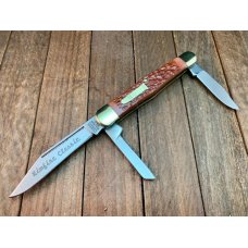 Camillus Swell Centered Whittler Rimfire Classic Jigged Brown Delrin Handles. WK