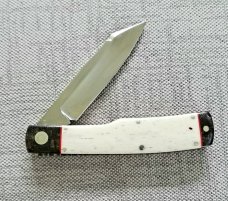 K'roo Custom Giraffe bone Native Knife, NEW,W/ slip, 4" Micarta bolsters and caps..shield..rwl34 