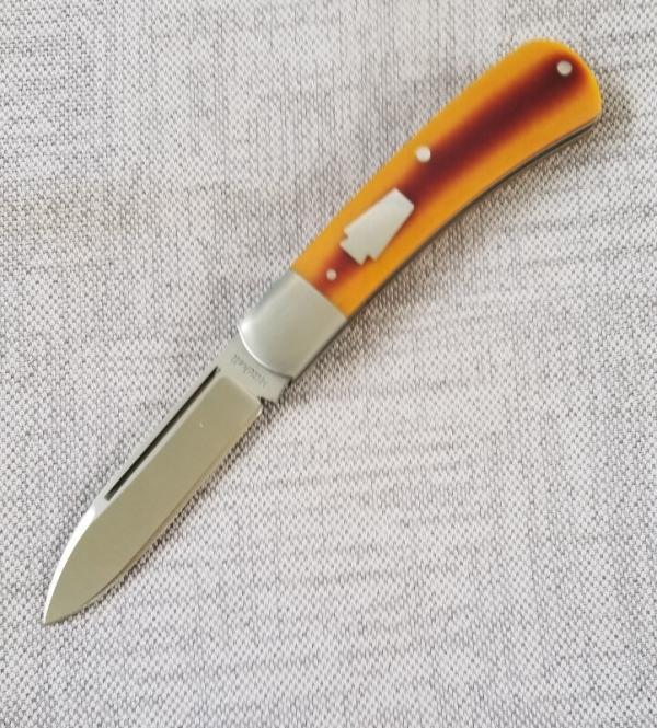 Jeffrey  Mitchell Butterscotch Westy Micarta Zulu Custom.Steel bolsters and shield, CPM-154, 3 7/8