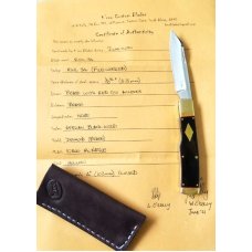 K'roo Custom Native Knife, NEW,W/ slip, 4"..African Blackwood and Brass..rwl34. Filework 