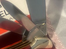 Vintage J A Henckels 5 Blade Canoe w/ Great Red Bone Handles -NM -NICE ONE!