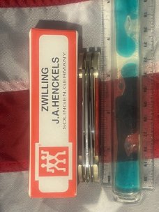 Vintage J A Henckels 5 Blade Canoe w/ Great Red Bone Handles -NM -NICE ONE!